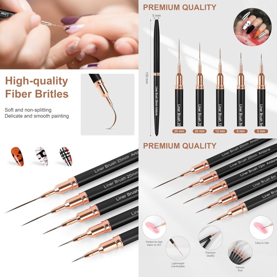 Detailing Brush Set - Metallic Nail Art Pens, Liner Brushes