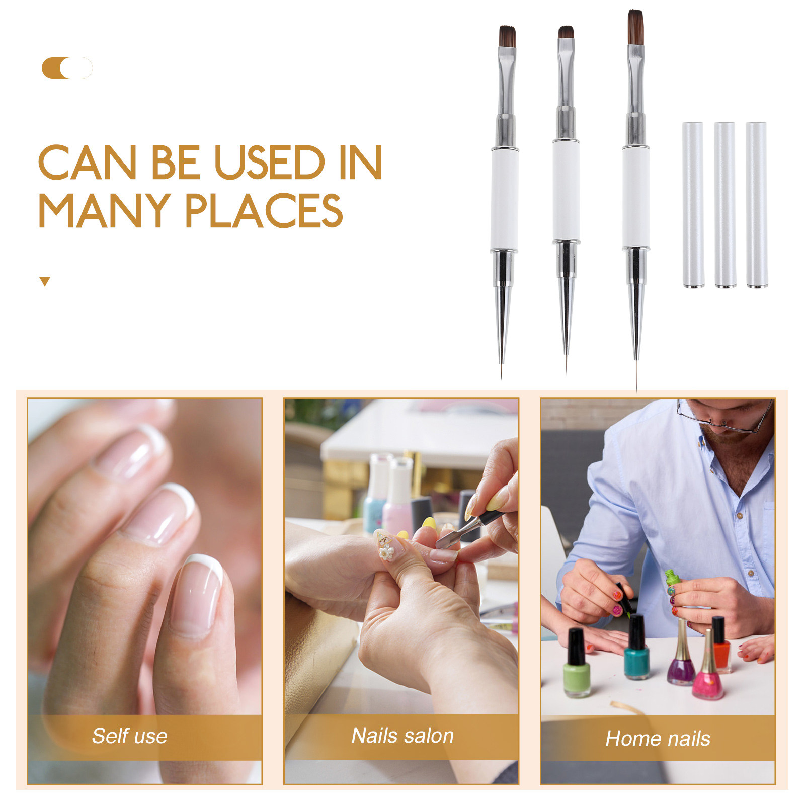 3Pcs Nail Art Brushes Set Dual - Detailing Brush Set บทวิจารณ์และราคา