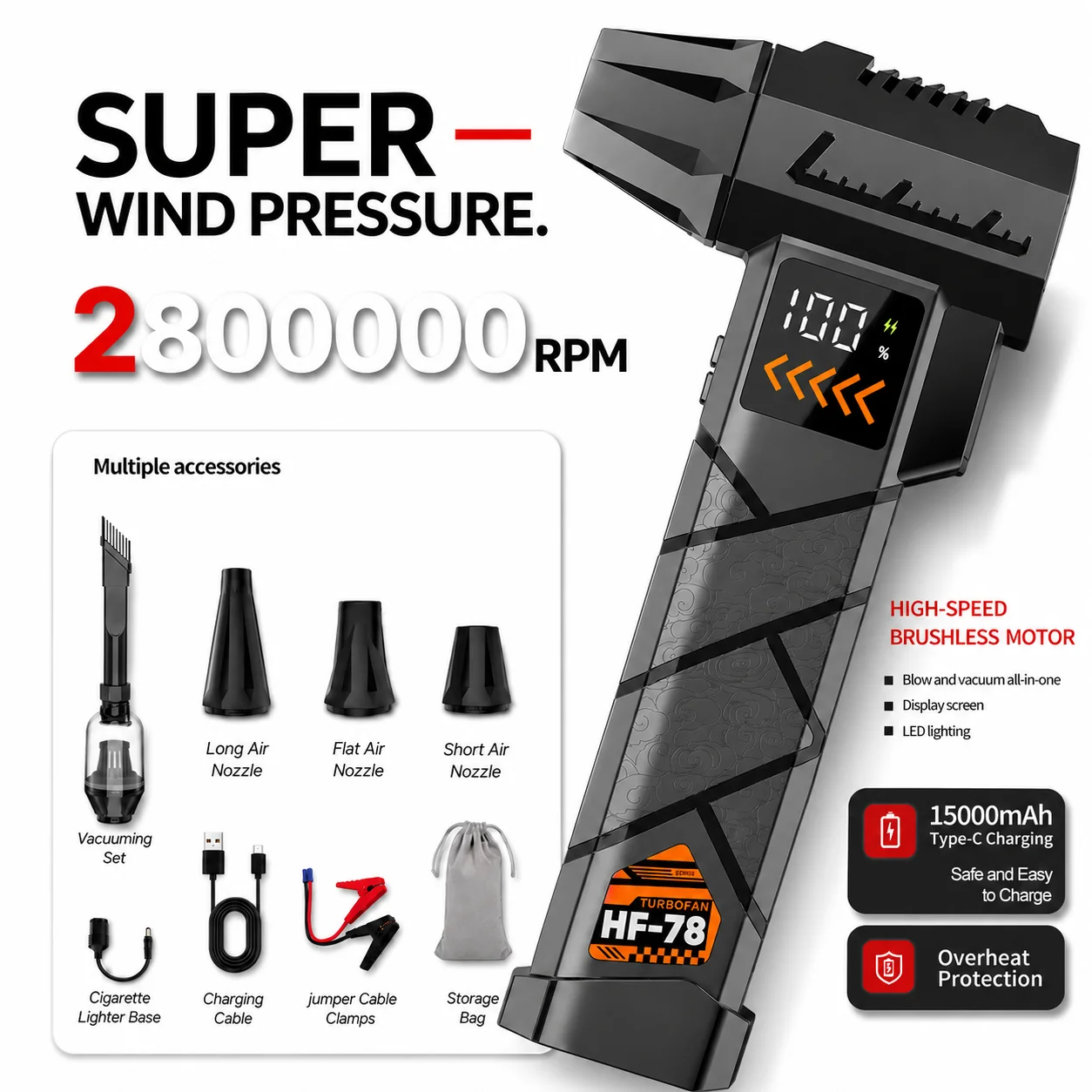 Super Powerful 2800000RPM Elec - Dryer Car Blower บทวิจารณ์และราคา