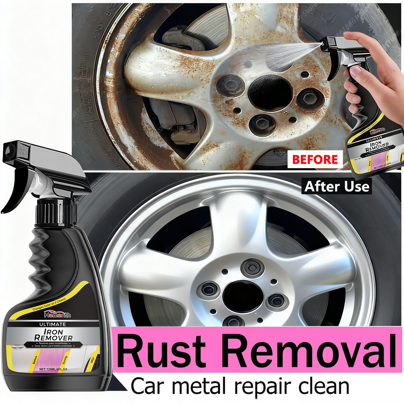 Car Wheel Cleaner Rust Remover - Wheel Cleaner Alloy บทวิจารณ์และราคา