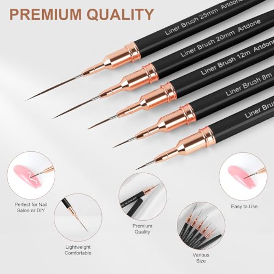 Metallic Nail Art Pens, Liner  - Detailing Brush Set บทวิจารณ์และราคา